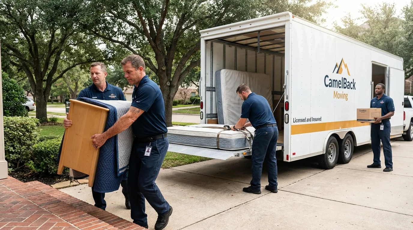 Crew loading residential truck for cross-state move from Gill, MA